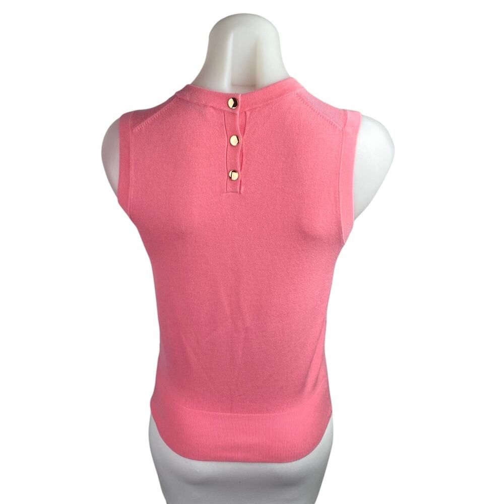 Zara Women's Pink Knit Sleeveless Button Back Crop Sweater Vest Tank Top Size S - Picture 2 of 4